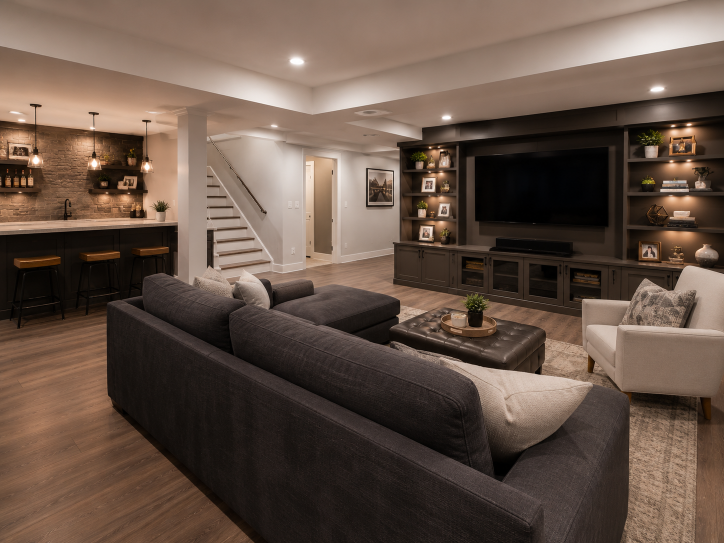 Finished basement remodel by Home CPR.