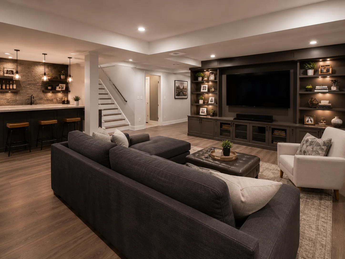 Finished basement remodel by Home CPR.